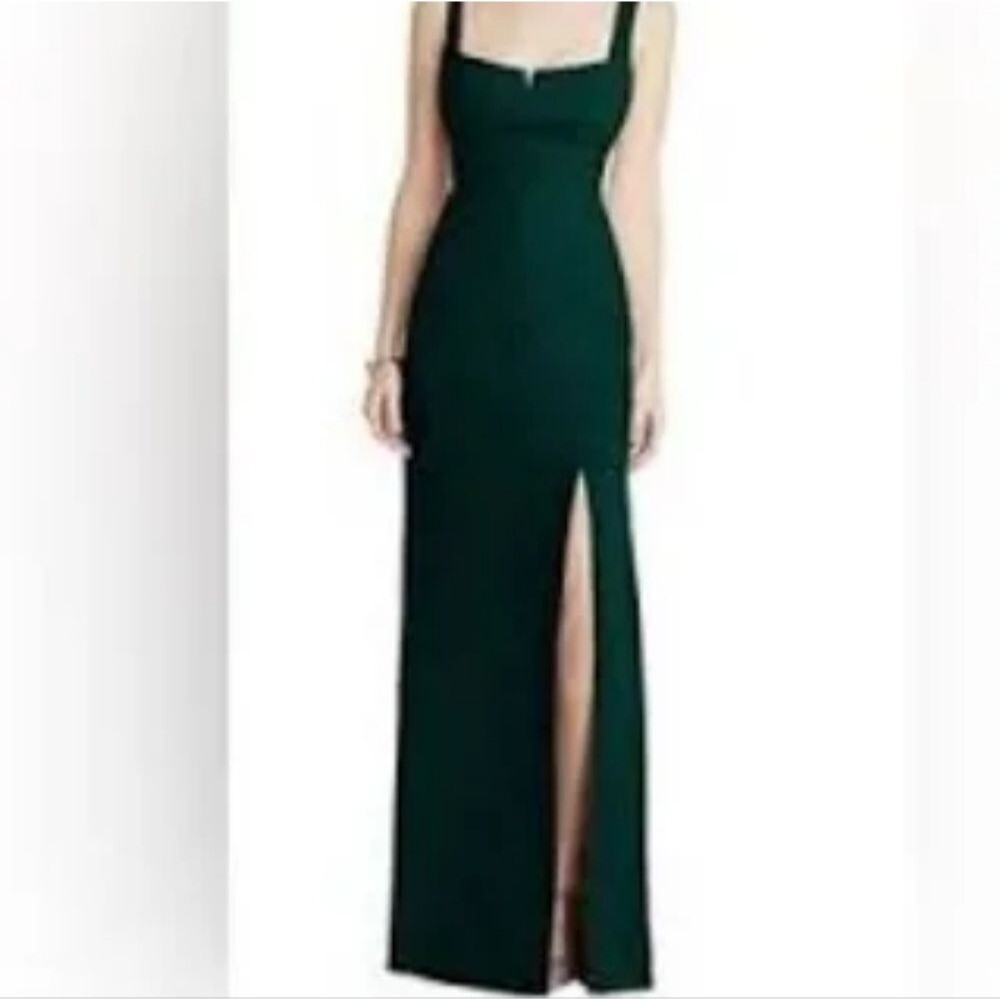 NWT After Six Evergreen Crepe V-Notched Maxi Gown | Size 0